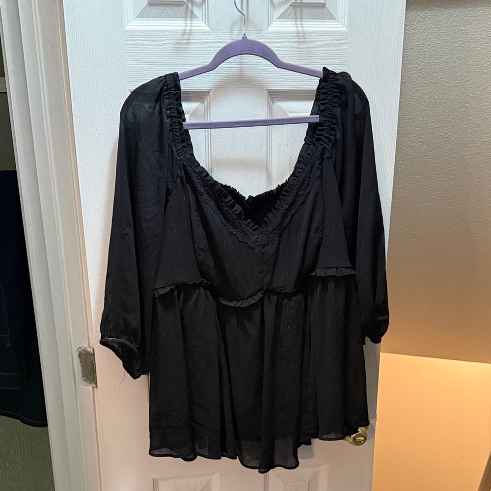 Torrid Black Ruffled Blouse
